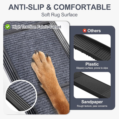Dog Ramp for Car 63" Long & 17" Wide Portable Dog Ramps for Large Dogs with Non-Slip Rug Surface Dog Car Ramp for SUV Car & Truck, Folding Dog Ramp up to 250LBS