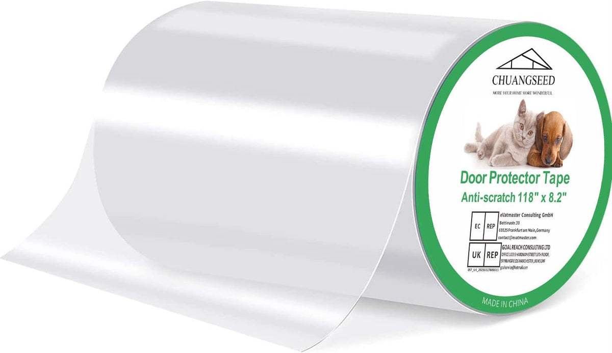 Door Protector from Dog Scratching 118" X 8.2" Cat Scratch Door Frame Single Side Adhesive Protector anti Dog Scratch Door Guard for Dogs Clear
