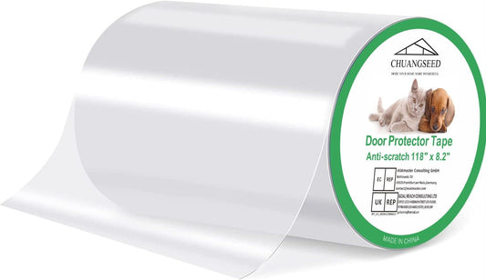 Door Protector from Dog Scratching 118" X 8.2" Cat Scratch Door Frame Single Side Adhesive Protector anti Dog Scratch Door Guard for Dogs Clear