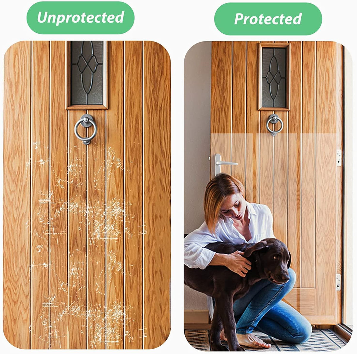 Door Protector from Dog Scratching 118" X 8.2" Cat Scratch Door Frame Single Side Adhesive Protector anti Dog Scratch Door Guard for Dogs Clear