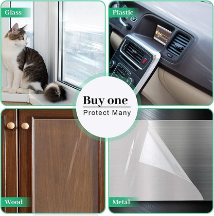 Door Protector from Dog Scratching 118" X 8.2" Cat Scratch Door Frame Single Side Adhesive Protector anti Dog Scratch Door Guard for Dogs Clear